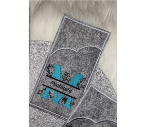 Stickdatei - Doodle Blumen Alphabet Monogram geteilt "M"